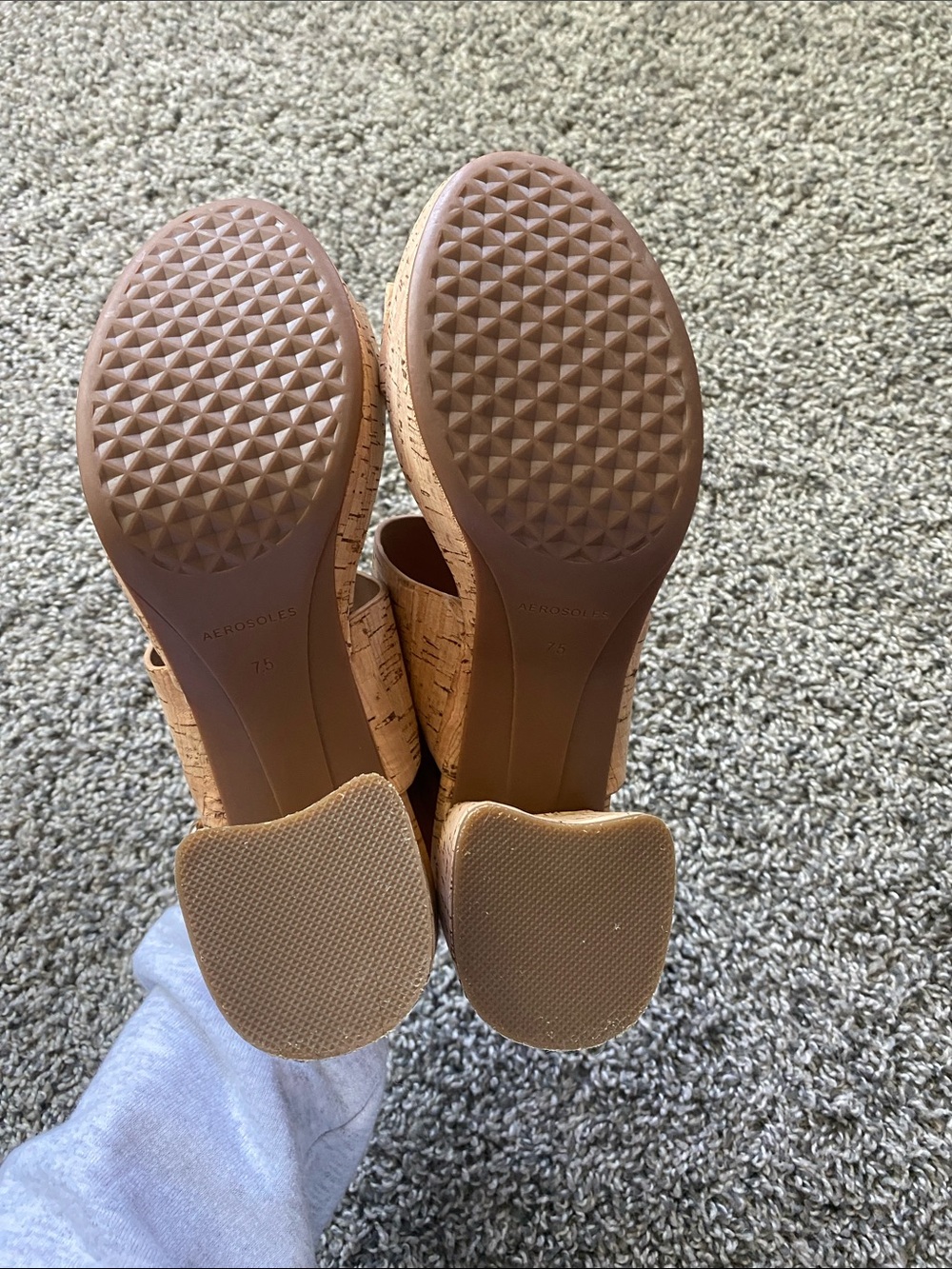 AEROSOLES Cork-Textured Tan Heeled Sandals - Picture 8 of 8